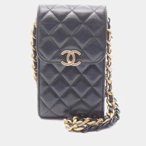 مملوكة مسبقًا Chanel Matelasse Shoulder Bag Leather Black