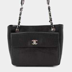 مملوكة مسبقًا Chanel Chain Tote Bag With Coco Mark And Caviar Skin Black