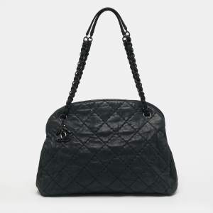 Pre Owned حقيبة بولينغ شانيل جاست مادموزيل جلد متقزح اللون أخضر داكن كبير مضغوط