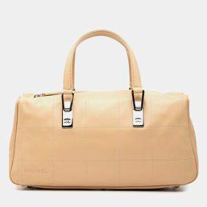 Pre Owned حقيبة شانيل "سي سي" بني مربع جلد خراف مبطن