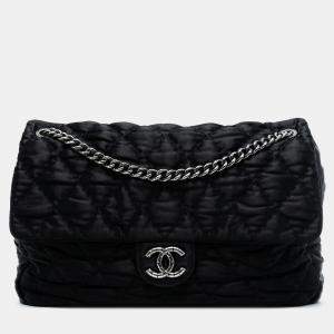 مملوكة مسبقًا Chanel Black Extra Large CC Quilted Satin Single Flap