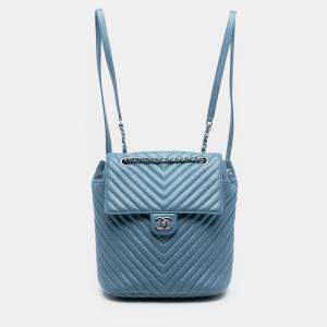 مملوكة مسبقًا Chanel Blue Chevron Lambskin Urban Spirit Backpack