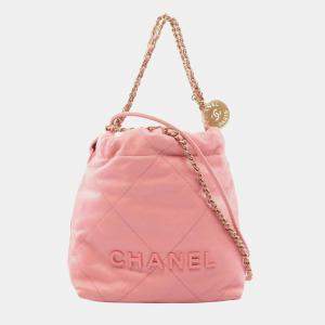 مملوكة مسبقًا Chanel 22 Mini Shoulder Bag In Grained Calfskin Leather Pink