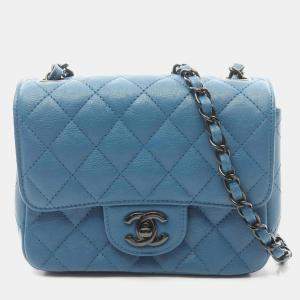 مملوكة مسبقًا Chanel Mini Matelasse Shoulder Bag Leather Blue