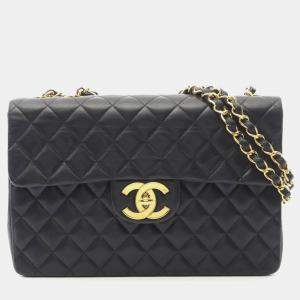 مملوكة مسبقًا حقيبة كتف شانيل ديكا ماتالاسي 34 من جلد الخروف سوداء