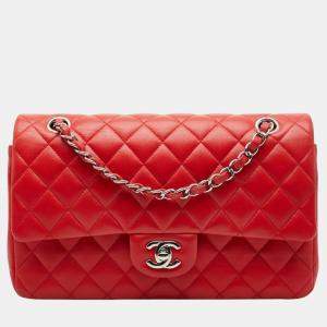 Pre Owned حقيبة كتف شانيل مزدوجة القلاب بسلسلة كوكو مارك ماتلاس 25 جلد خروف أحمر