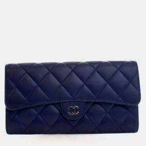 Pre Owned محفظة شانيل كلاسيكية طويلة جلد حملان