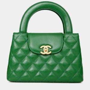 Pre Owned Chanel 2025 Emerald Green Mini Kelly Shopper Tote