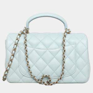 مملوكة مسبقًا Chanel Mini Rectangle Blue Lambskin Top Handle Bag