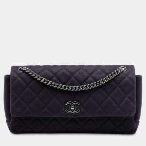 Pre Owned Chanel Purple Matte Quilted Caviar Leather Lady Pearly Flap