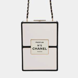 Pre Owned علبة عطر شانيل رقم 5 جلد أبيض