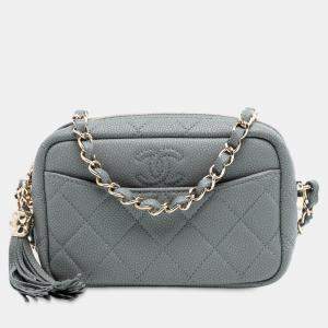 Pre Owned Chanel Mini Quilted Caviar Coco Tassel Camera Case