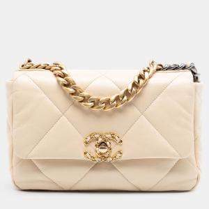 Pre Owned Chanel Brown Medium Lambskin 19 Flap