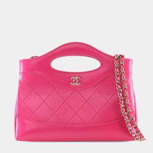 Pre Owned حقيبة شانيل للتسوق جلد عجل وردية لامعة صغيرة 31