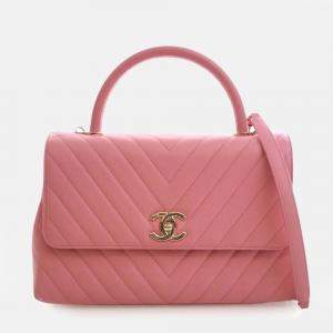 Pre Owned حقيبة يد شانيل كوكو شيفون كافيار زهري صغير بيد علوية