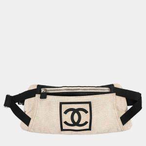 Pre Owned Chanel White Canvas Sport Line Waist Bum Bag