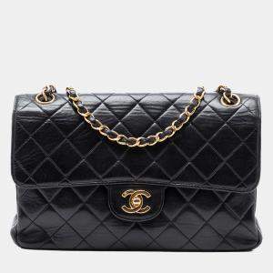 Pre Owned Chanel Black Medium Quilted Lambskin Double Sided Flap