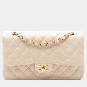 Pre Owned Chanel Brown Medium Classic Lambskin Double Flap