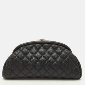 Pre Owned Chanel Timeless Black Quilted Caviar Leather Clutch