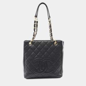 مملوكة مسبقًا Chanel Matelasse Pst Tote Bag Caviar Skin Grained Calf Black