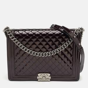 Pre Owned حقيبة شانيل بوي كبيرة جلد مبطن بيج بقلّاب