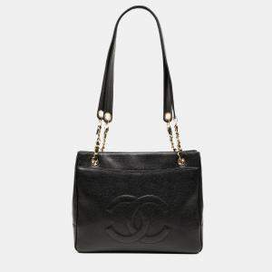 Pre Owned Chanel Black CC Caviar Chain Tote