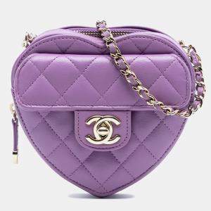 مملوكة مسبقًا Chanel Purple Mini Lambskin CC in Love Heart Crossbody