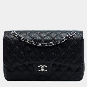 مملوكة مسبقًا Chanel Black Jumbo Classic Caviar Double Flap