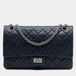 مملوكة مسبقًا Chanel Blue Quilted Aged Calfskin Reissue 2.55 Double Flap 226