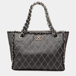 Pre Owned حقيبة تسوق شانيل توييدي جلد عجل أخضر CC مبطنة