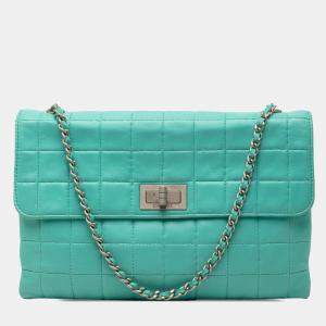 Pre Owned Chanel Blue Chocolate Bar Lambskin Reissue 2.55 Chain Handbag