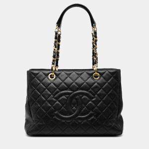 Pre Owned Chanel Black Caviar Grand Shopping Tote
