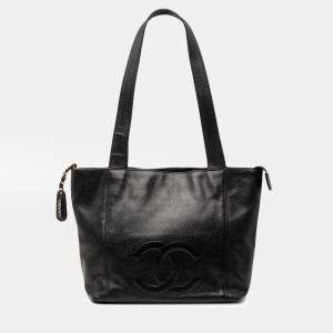 Pre Owned حقيبة توت شانيل سي سي كافيار أسود