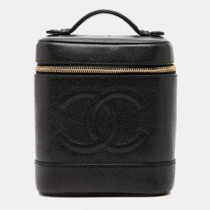 Pre Owned حقيبة شانيل فانيتي كافيار CC سوداء