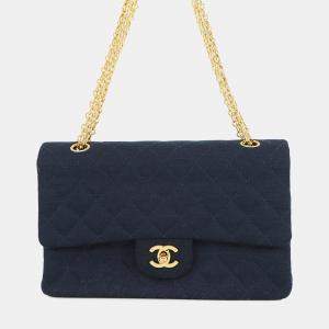 Pre Owned حقيبة كتف شانيل ماتيلاسي قطن جيرسي أزرق بحجم 25