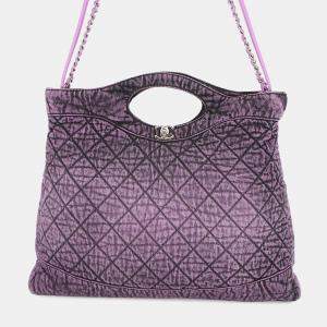 Pre Owned Chanel Chanel 31 Large Shopping Bag Purple Denim
