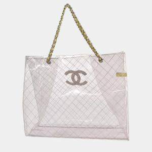 Pre Owned Chanel Clear PVC Tote Handbag