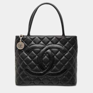 Pre Owned Chanel Black Caviar Medallion Tote