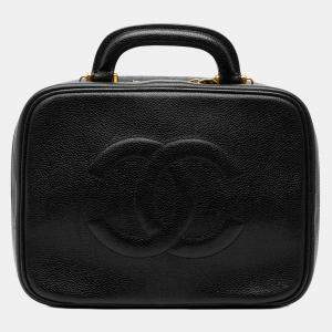 Pre Owned حقيبة شانيل صندوق غداء جلد عجل سي سي أسود فانتيا كافيار