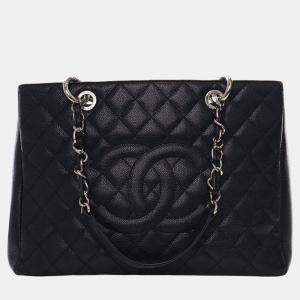 Pre Owned Chanel Black Caviar Grand Shopping Tote