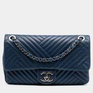 Pre Owned Chanel Blue Small Lambskin CC Crossing Flap