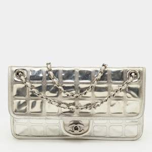 Pre Owned Chanel CC Ice Cube Silver Bar Quilted PVC and Metallic Leather Flap Bag