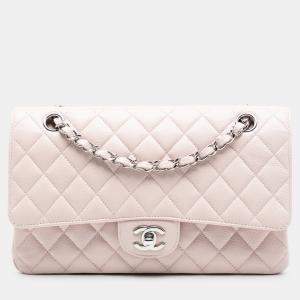 Pre Owned Chanel Pink Medium Classic Caviar Double Flap