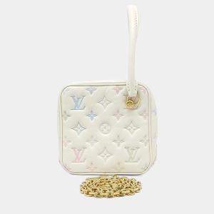 Pre Owned Chanel White Leather New Square Bag