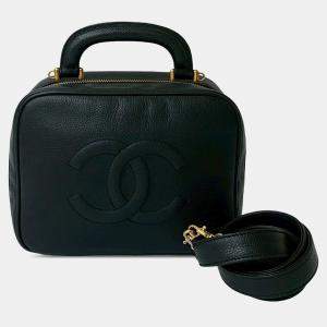 Pre Owned Chanel Black CC Caviar Vanity Case