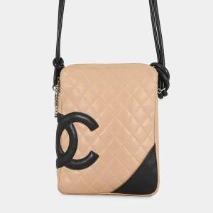 Pre Owned حقيبة شانيل كامبون لاين كتف بيج/أسود جلد غنم حجم متوسط