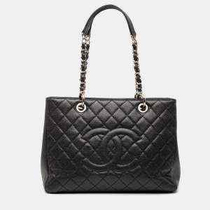 Pre Owned Chanel Black Caviar Grand Shopping Tote
