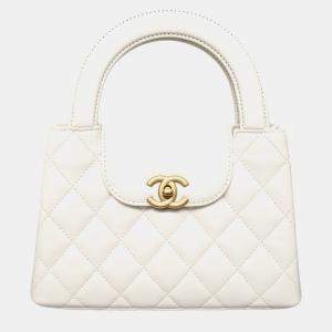 Pre Owned Chanel White Calf Leather Kelly Bag