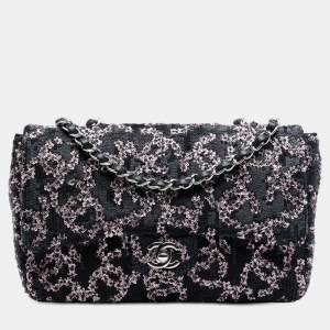 مملوكة مسبقًا Chanel Black Medium CC Lambskin Sequin Single Flap