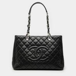 Pre Owned Chanel Black Caviar Grand Shopping Tote